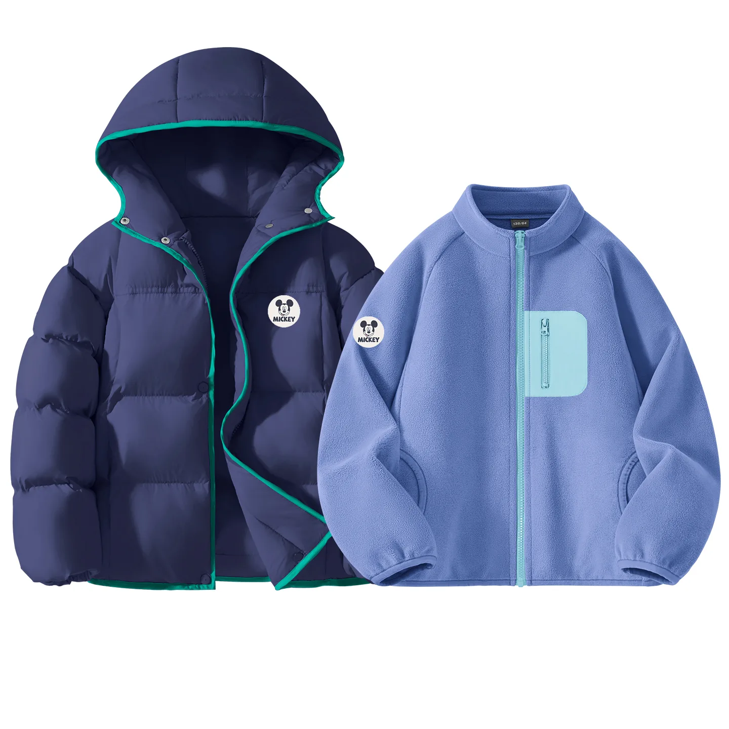 Детская утепленная куртка с воротником-стойкой Disney, [Thickened Thermal]Diche Round Hook-and-Loop K Navy Blue+Diche Medium Round Hook-and-Loop K Night Blue — фото 4
