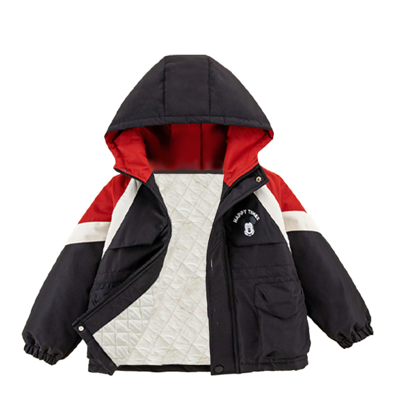 

Детское пальто Fall Winter с термоутеплением и универсальным принтом пэчворк Disney, черный