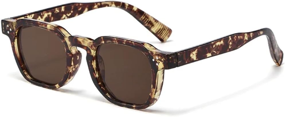 

Квадратные солнцезащитные очки для мужчин в стиле панк, двухцветные, с защитой от УФ-излучения UV400, ретро, ​​с заклепками, модные женские очки с прозрачными линзами в оправе TVTBBVV, Flower