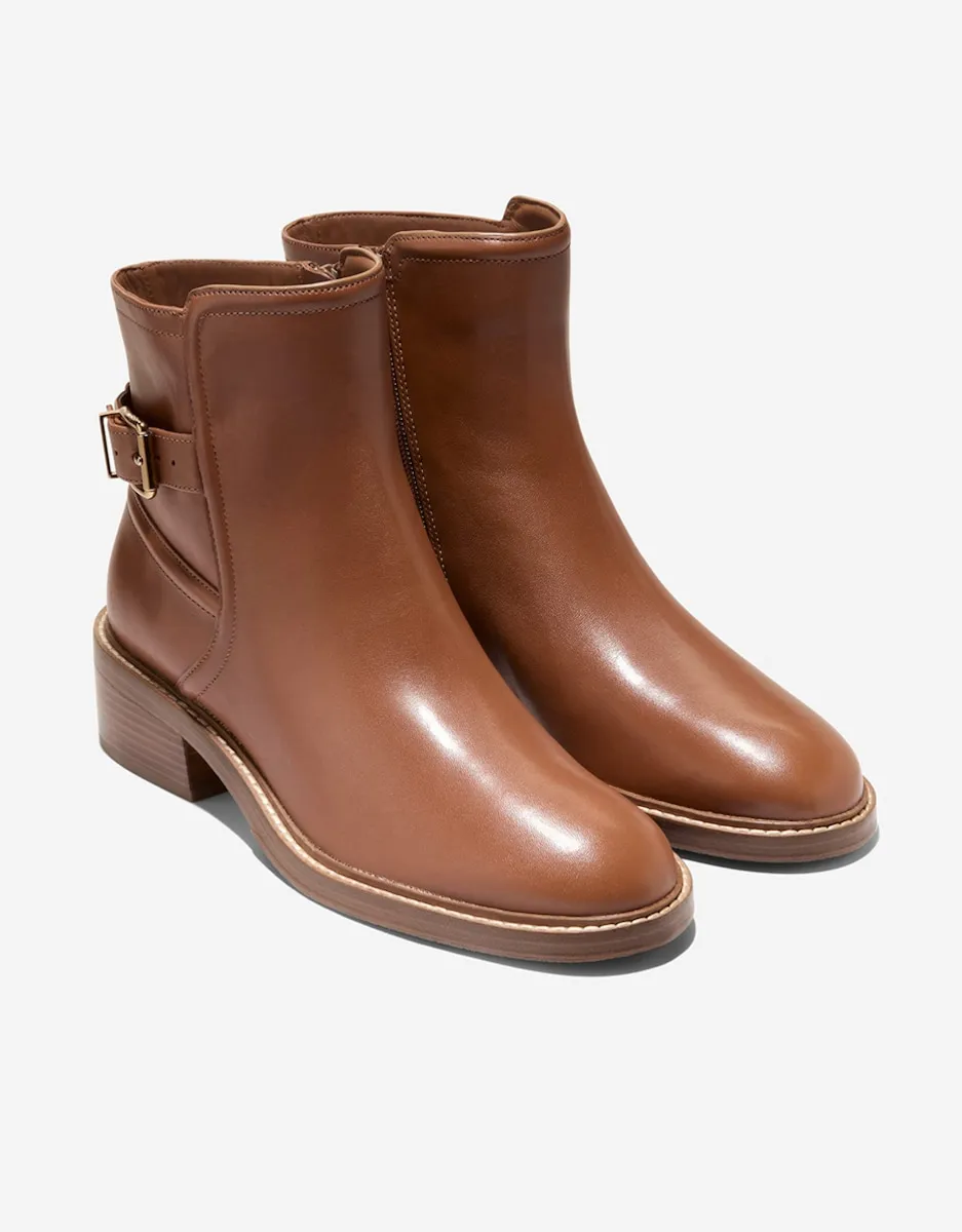Женские кожаные ботильоны с молнией и декоративной пряжкой Cole Haan, коричневый — фото 4