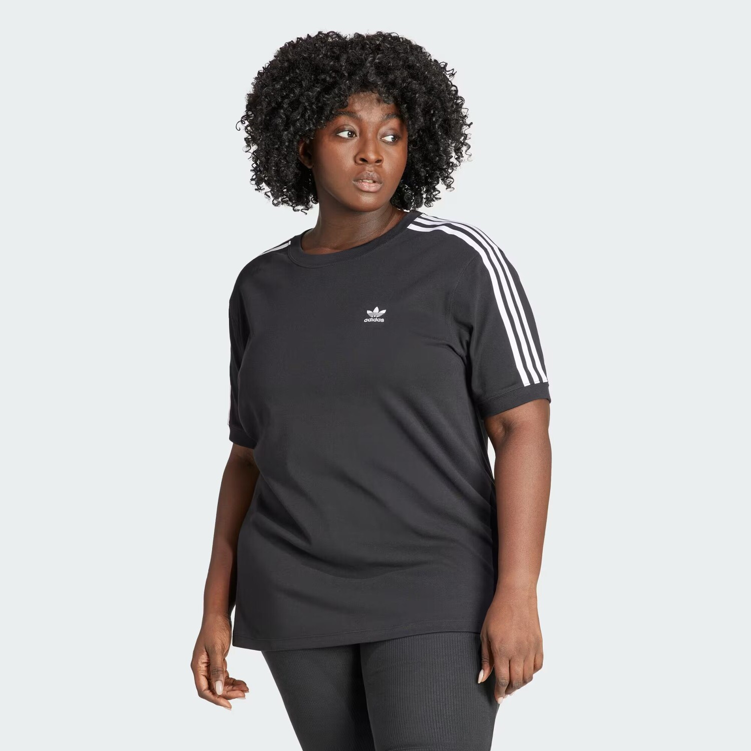 

Футболка с 3 полосками (большие размеры) Adidas, цвет Black
