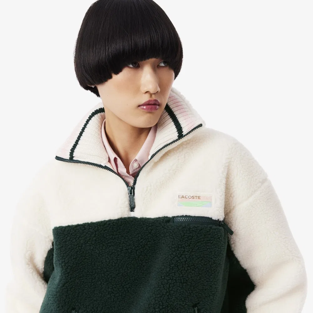 Толстовка Lacoste на молнии, флис, зеленый — фото 2