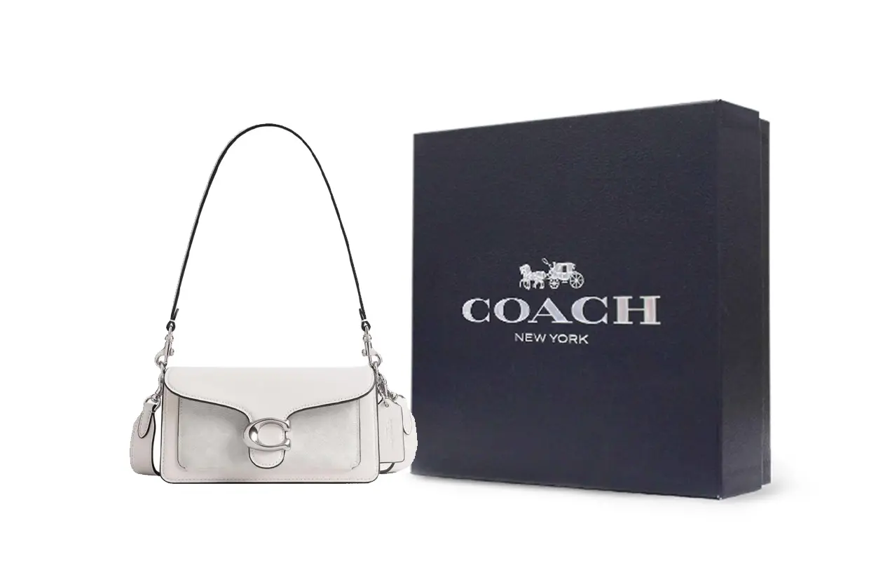 

COACH Сумка через плечо из тафтингового холста с телячьей кожей малая женская белая