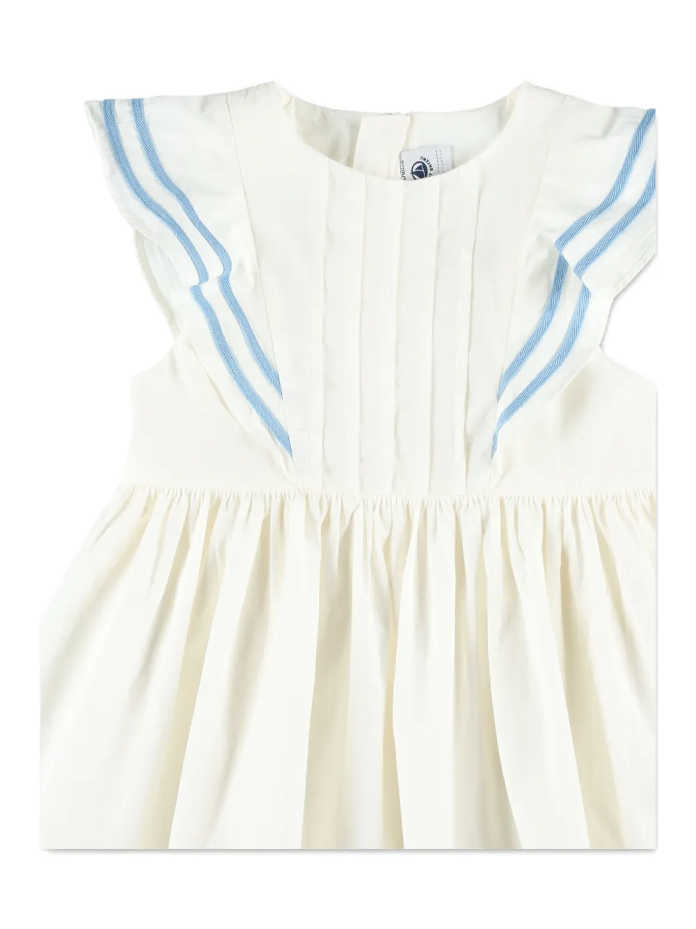 Платье с оборками и полосатой отделкой Petit Bateau, белый — фото 3