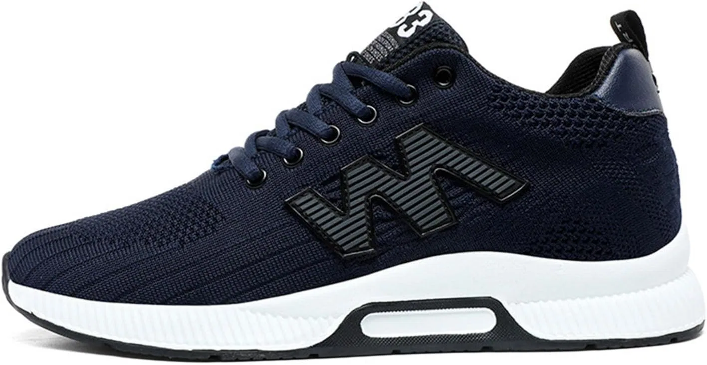 Sneaker Herren Schuhe Produktkategorie Мужские кроссовки - Produkttitel Herrenschuhe mit verstecktem Absatz modische Mesh-Sneaker leichte atmungsaktive Schnürschuhe für Männer Casual Style Komfort durch Generisch, Blau