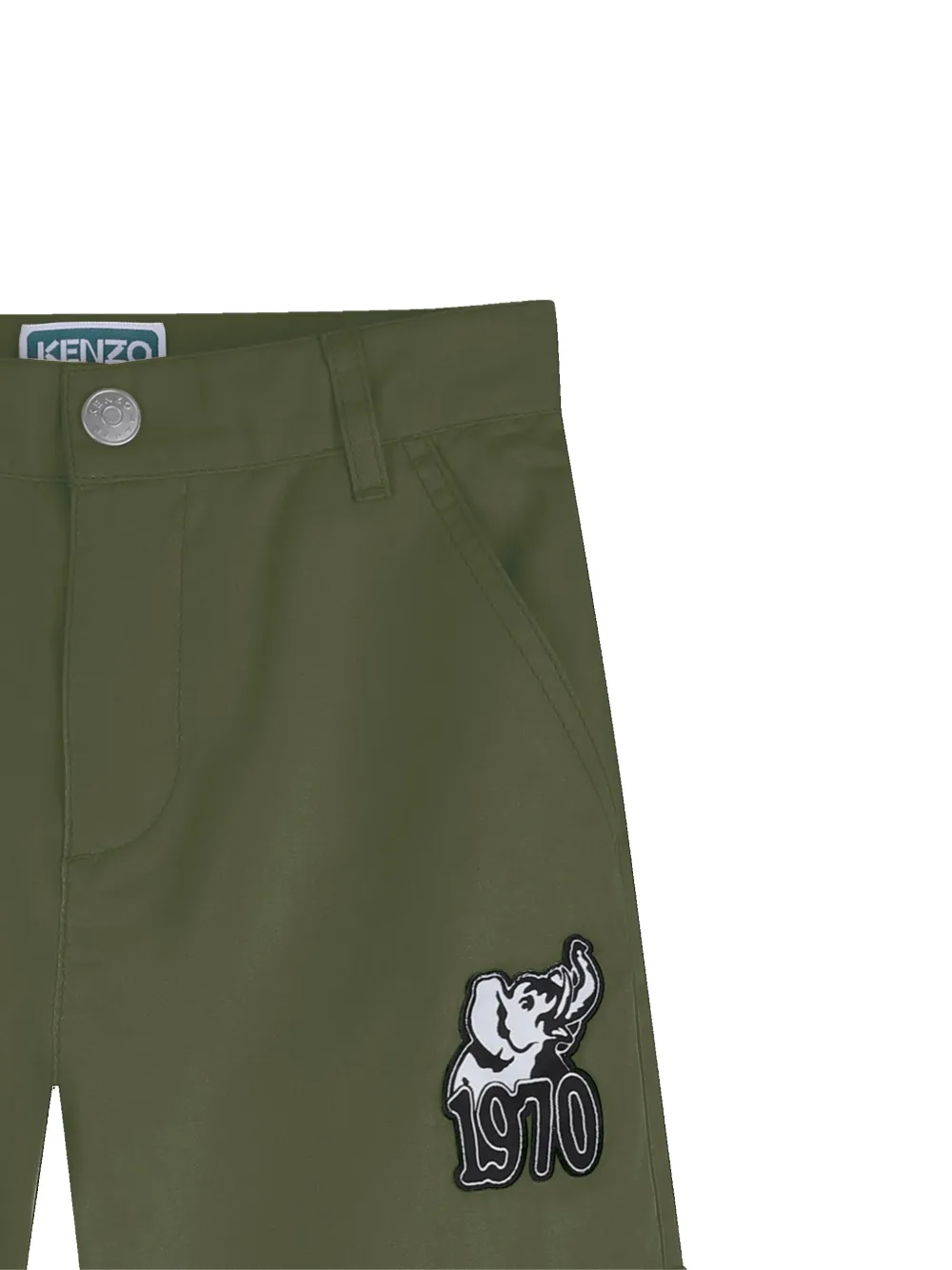 Шорты карго с вышивкой Kenzo Kids, зеленый — фото 3