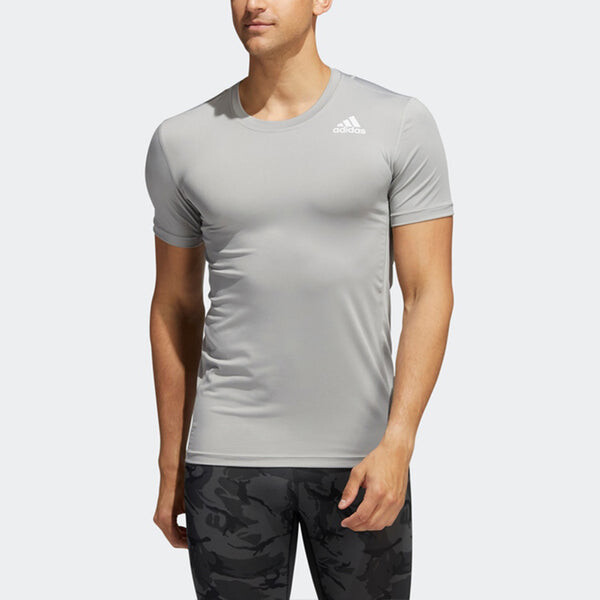 Футболка Men's adidas Solid Color Logo Printing Casual Round Neck Short Sleeve Gray T-Shirt, серый — фото 3