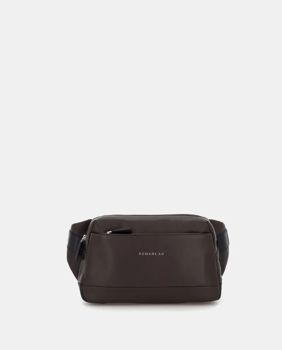 

Мужская кожаная поясная сумка темно-коричневого цвета с передним карманом Scharlau, темно-коричневый