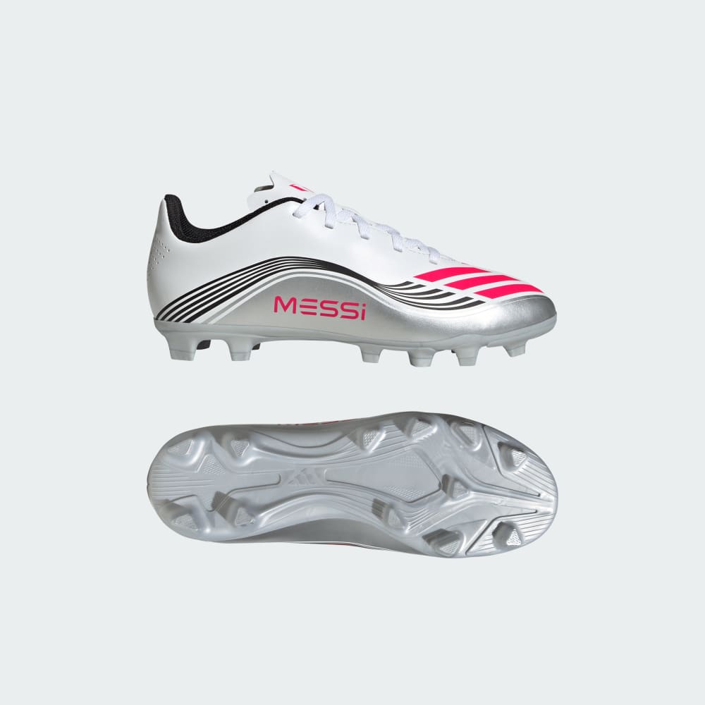 

Бутсы Adidas F50 Messi Club Firm/Multi-Ground Cleats Kids, цвет Cloud White/Lucid Red/Silver Metallic