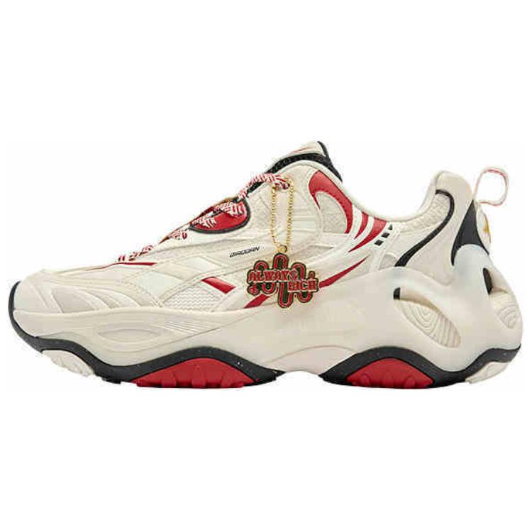 

QIAODAN Кроссовки Get Rich Every Day, износостойкие, с противоскользящим покрытием, низкие, повседневные, мужские, бежево-красные