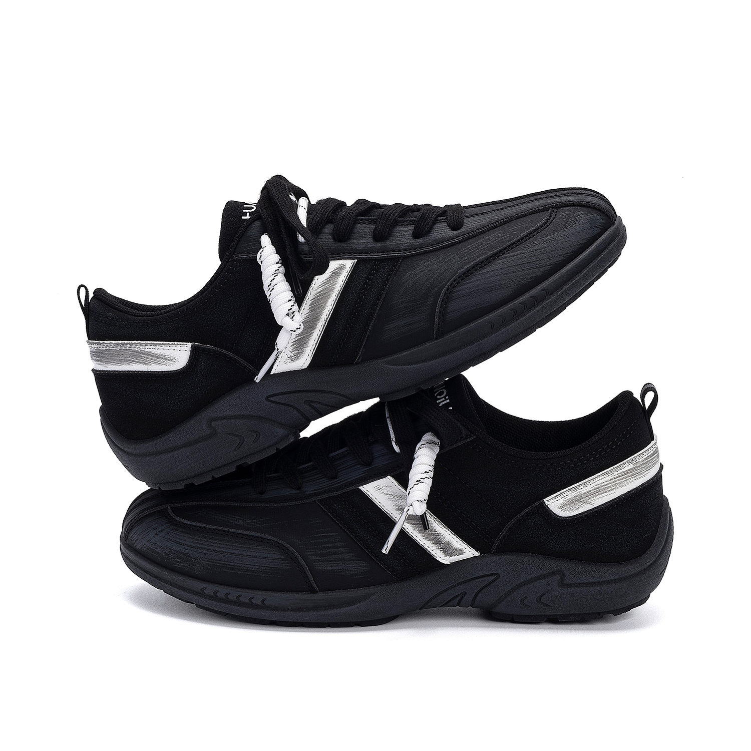 HUANQIU Кроссовки Hidden Wedge Racing Shoes PU легкие низкие скейтбордские мужские черные — фото 4
