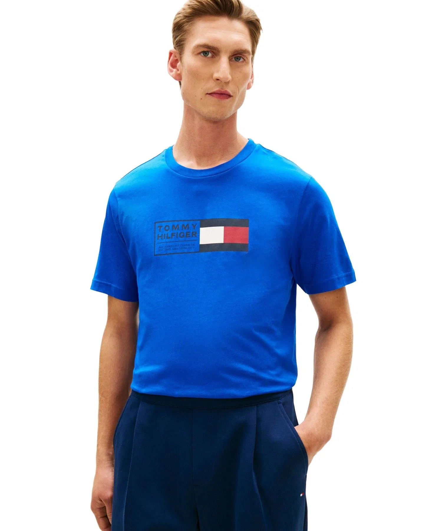 Мужская футболка с логотипом TOMMY HILFIGER синяя