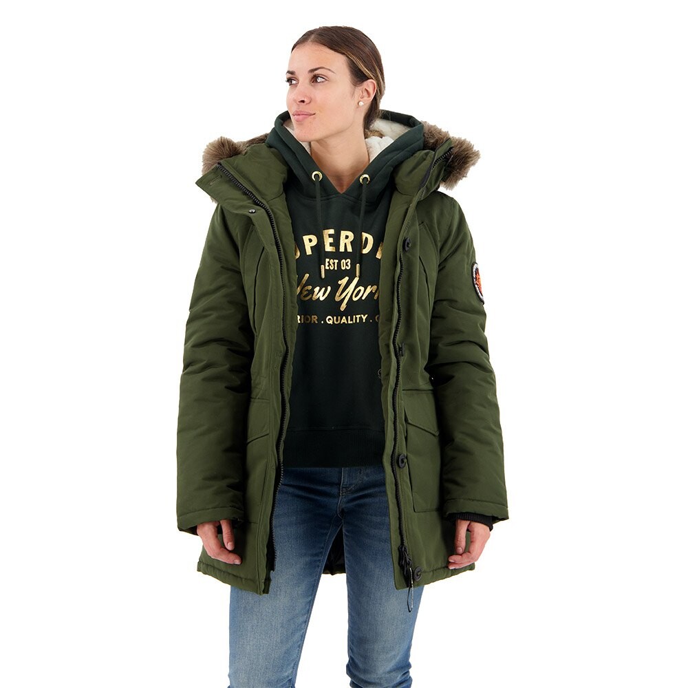 

Парка Superdry Everest Faux Fur, зеленый