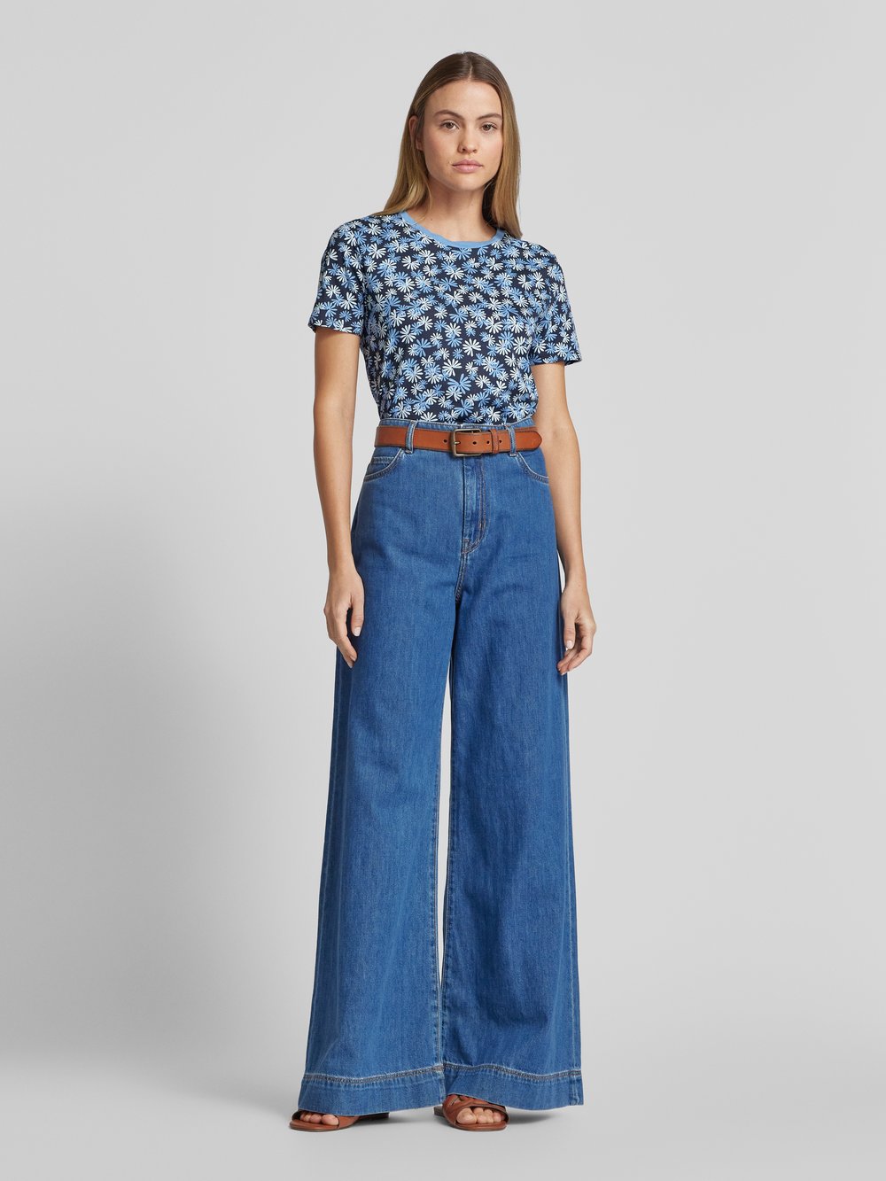 

Футболка Comfort Fit из чистого хлопка с рисунком по всей поверхности Tom Tailor Denim, темно-синий