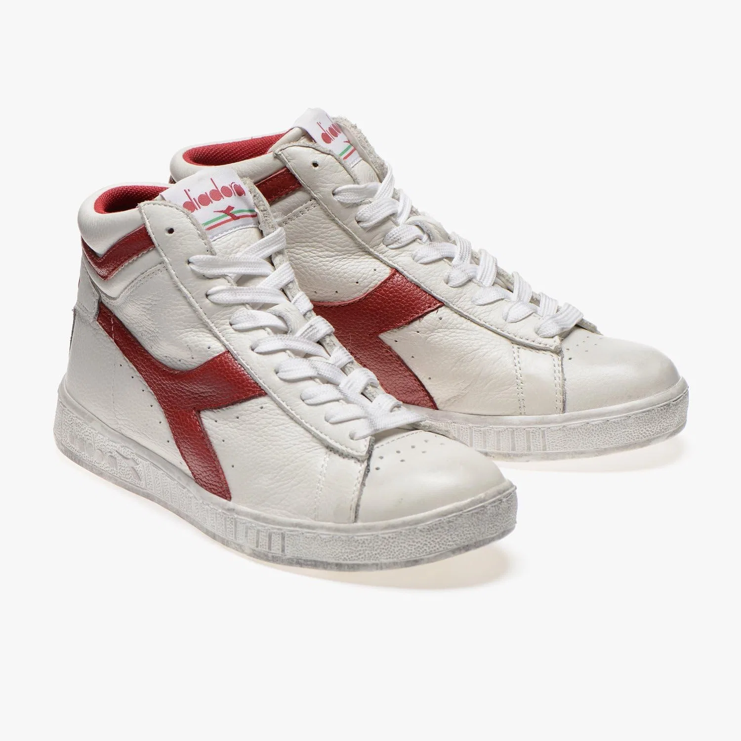 Кроссовки Diadora Unisex Game L High Waxed High Trainers, White Red Pepper — фото 4
