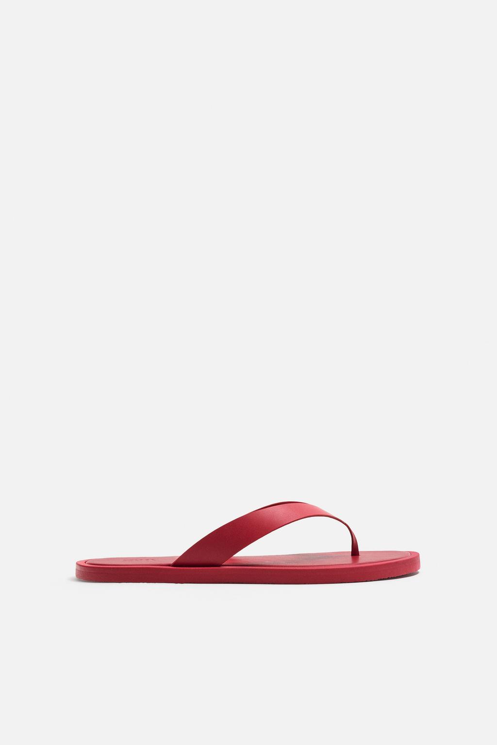 

Кожаные сандалии на ремешках ZARA, цвет Burgundy Red