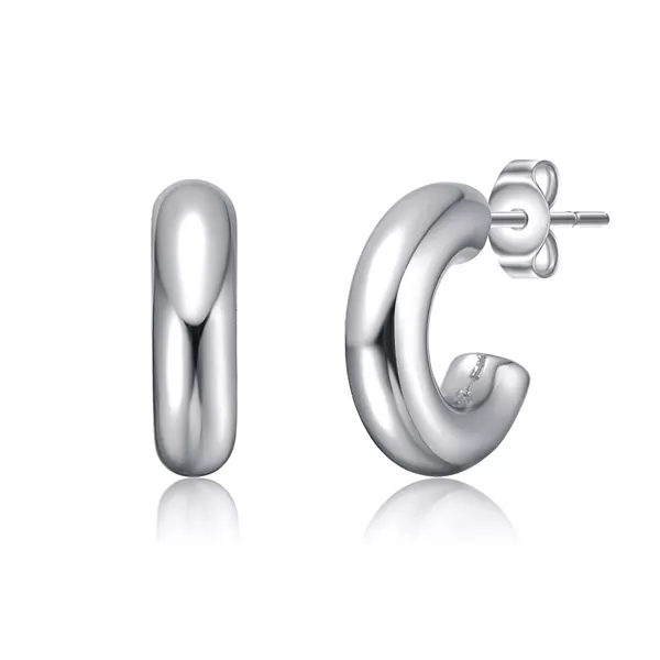 

Тонкие мини-серьги-кольца трубчатой формы из белого золота или 14-каратного золота Rachel Glauber, silver