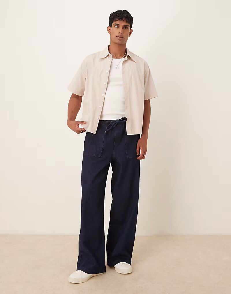 

Легкие свободные джинсы из необработанного ворса Asos Design, индиго