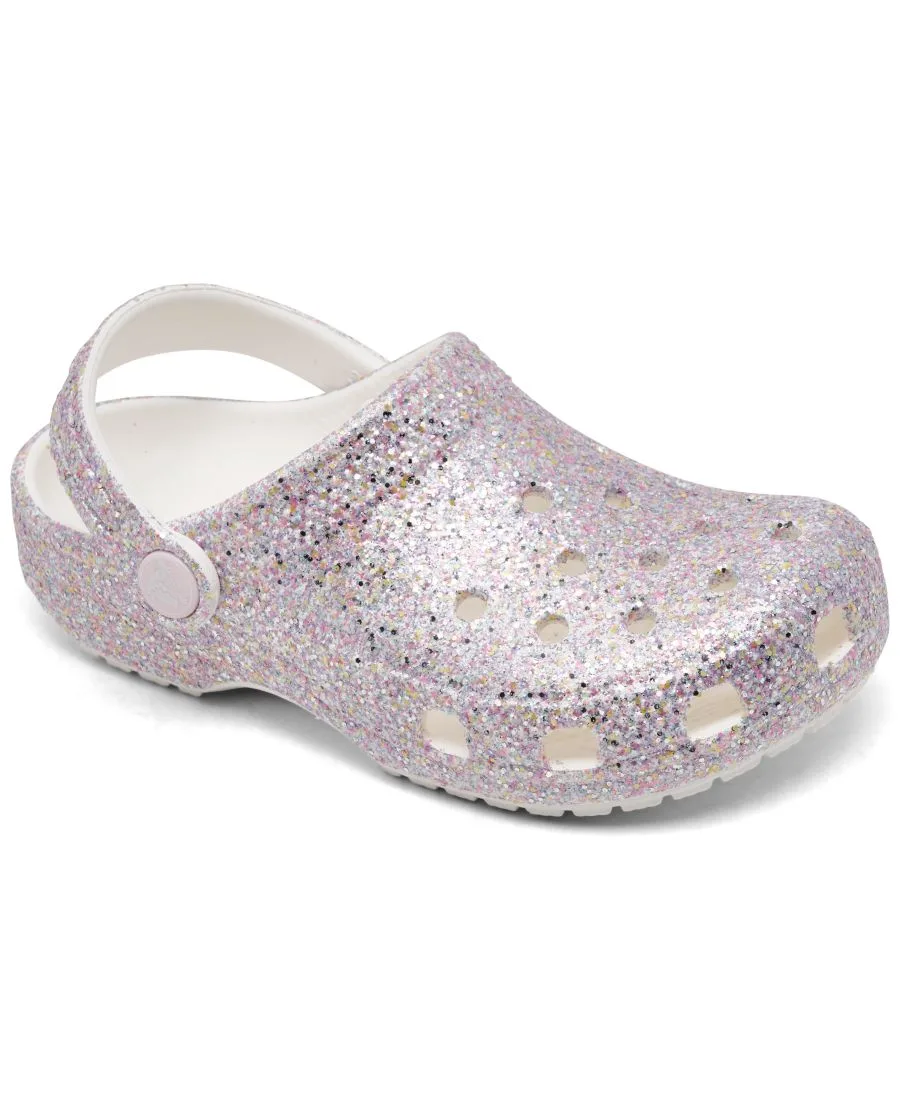Классические сабо с блестками для маленьких девочек от Finish Line Crocs, белый