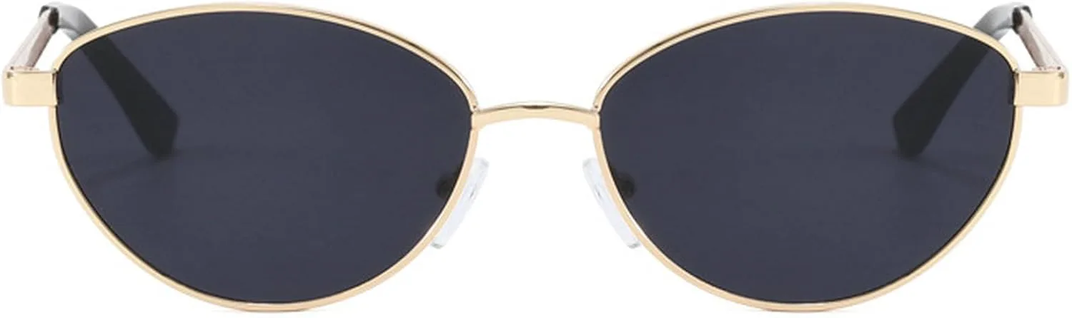 

Ретро круглые металлические женские солнцезащитные очки «кошачий глаз» с защитой от УФ-излучения UV400, модные мужские солнцезащитные очки mincl, Gold Black