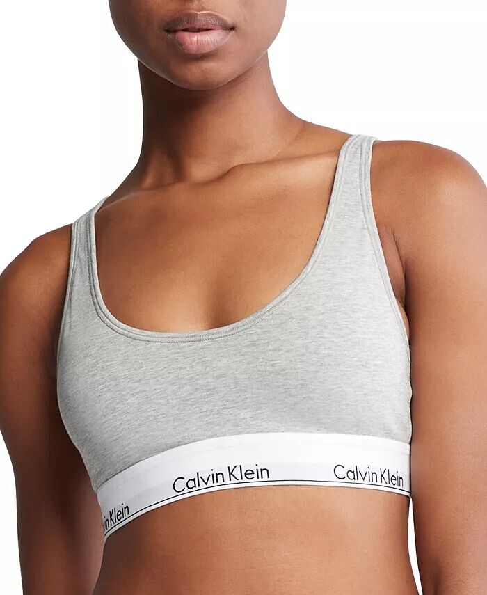 

Calvin Klein Женский современный хлопковый бюстгальтер на легкой подкладке QF7586, серый