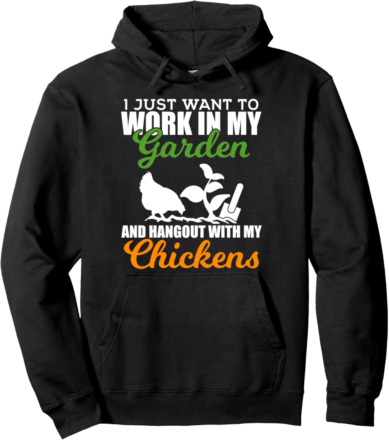 

Толстовка с капюшоном «Hangouts In My Garden And My Chicken Farmer», черная, размер S Hanging Out In My Garden And Working In My Chicken Shirt