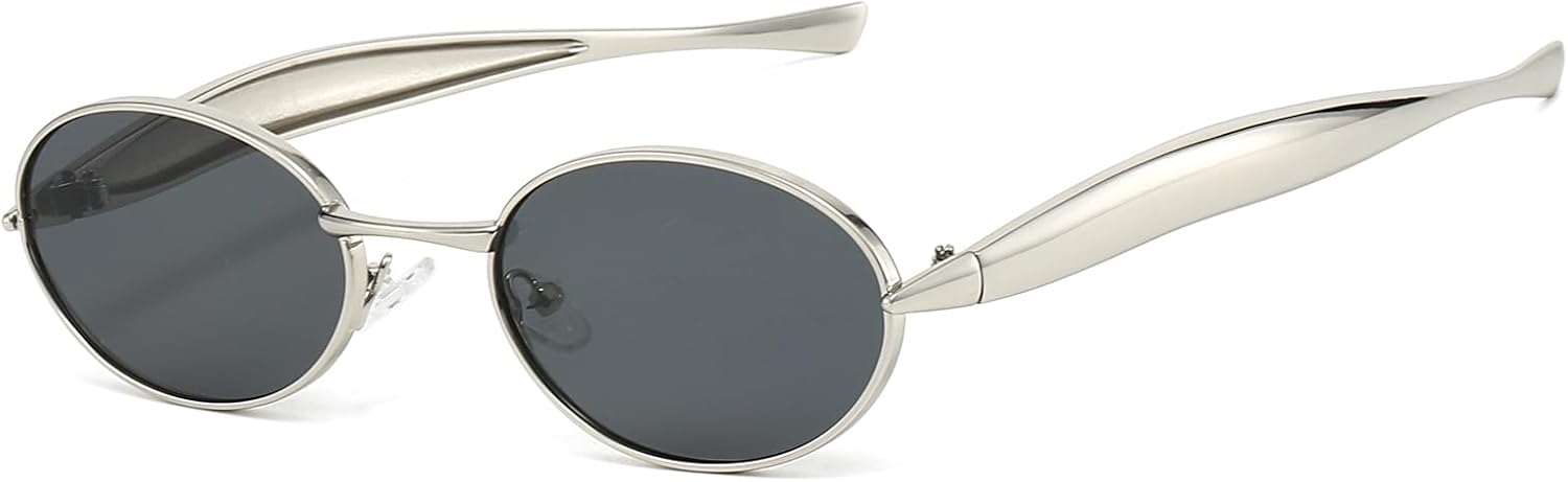 

Солнцезащитные очки OSAGAMA в стиле ретро, ​​овальные, маленькие, для женщин и мужчин, винтажные, в стиле 70-х, с золотистой металлической оправой и защитой от УФ-излучения UV400, Silver/Grey