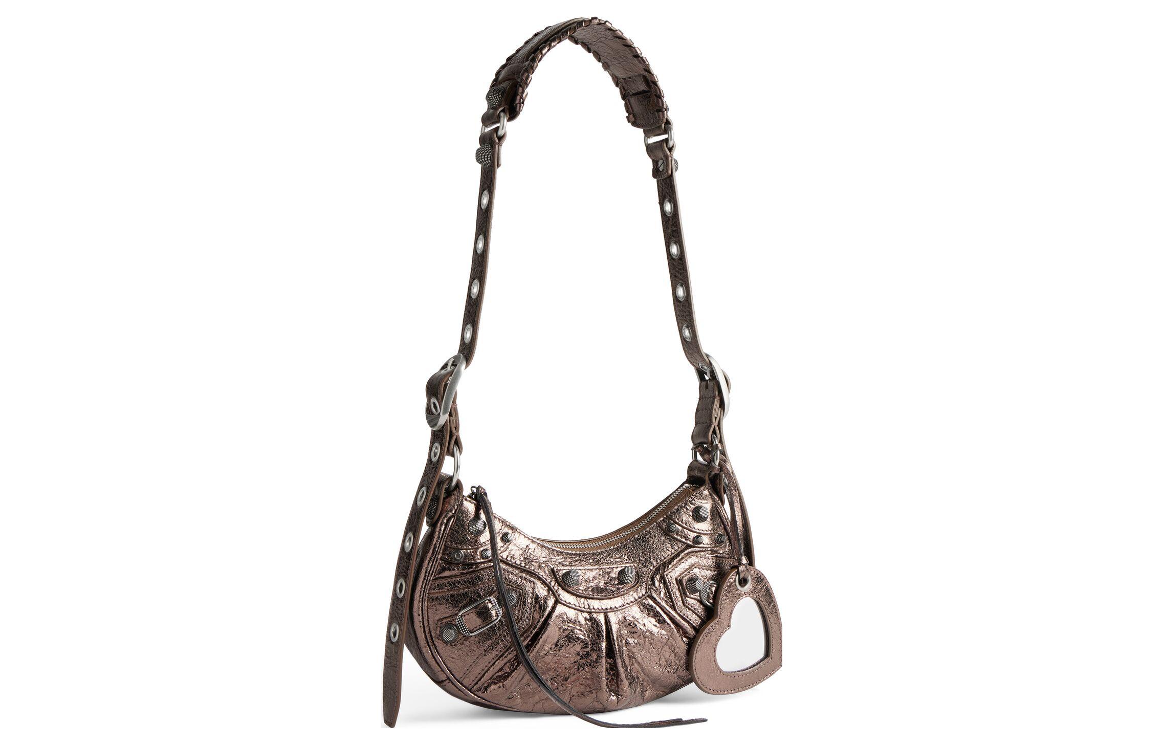 Женская сумка Le Cagole XS из ягненка коричневая Balenciaga — фото 2