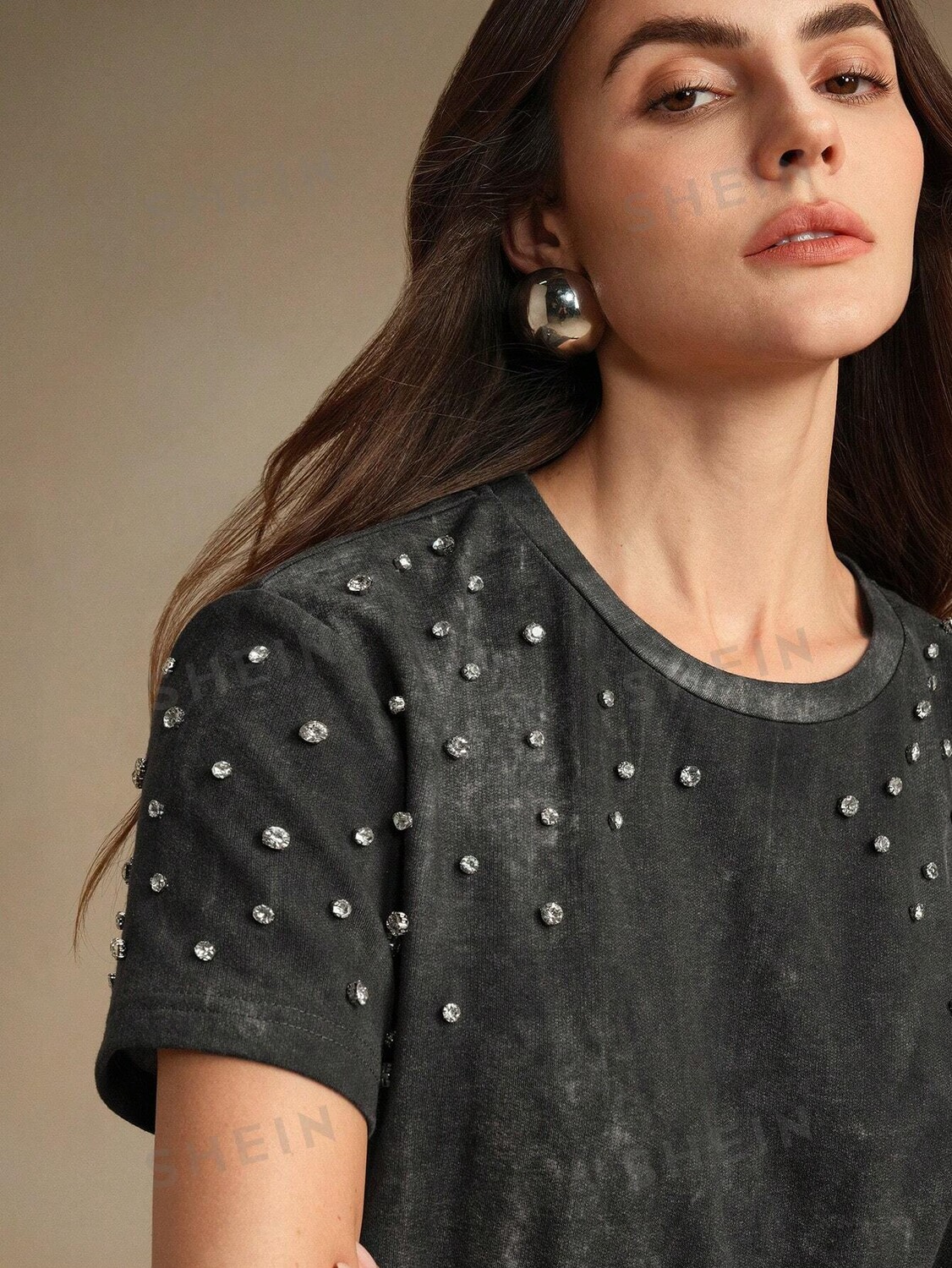 

Женская футболка, моющаяся, выцветшая, черно-серая, повседневного стиля Anewsta, темно-серый