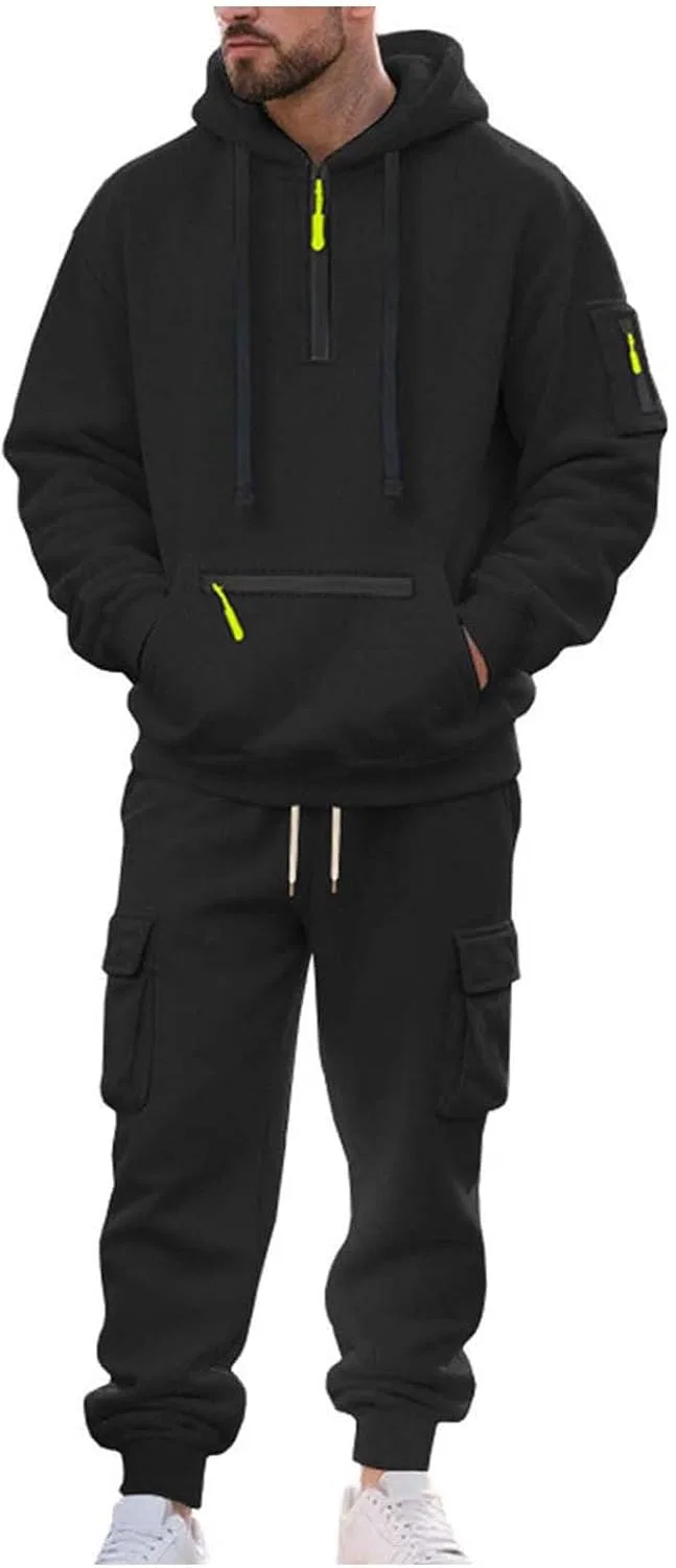 Спортивный костюм из 2 предметов, дышащий, мужской, Black