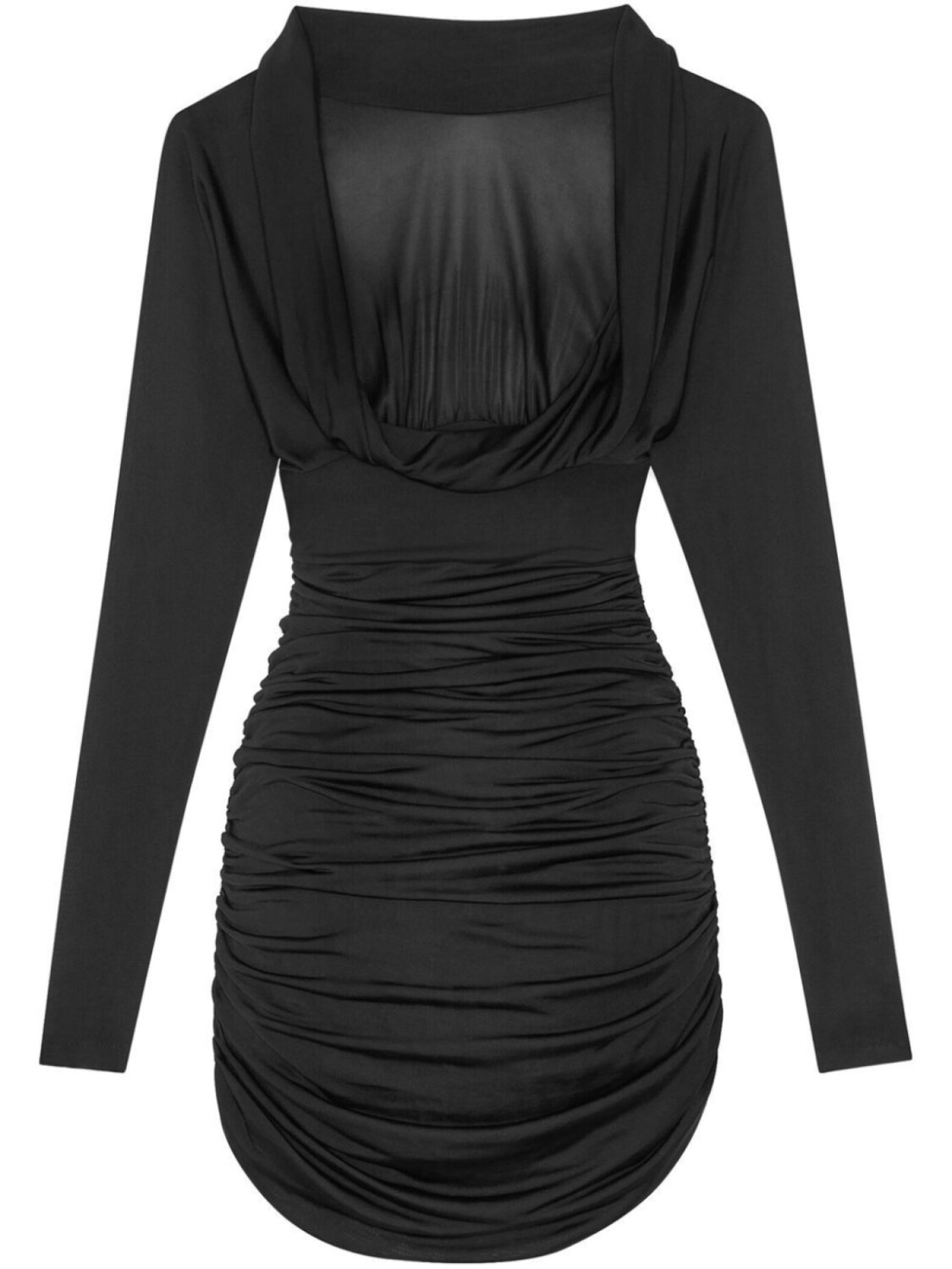 

Saint Laurent платье с длинными рукавами и сборками, черный