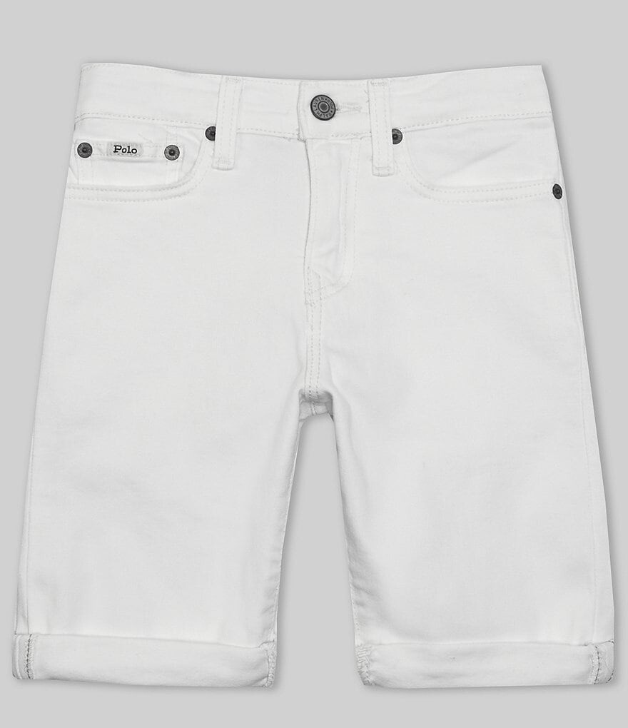 

Облегающие джинсовые шорты из эластичного эластичного денима Polo Ralph Lauren Big Boys 8–20 Sullivan, белый