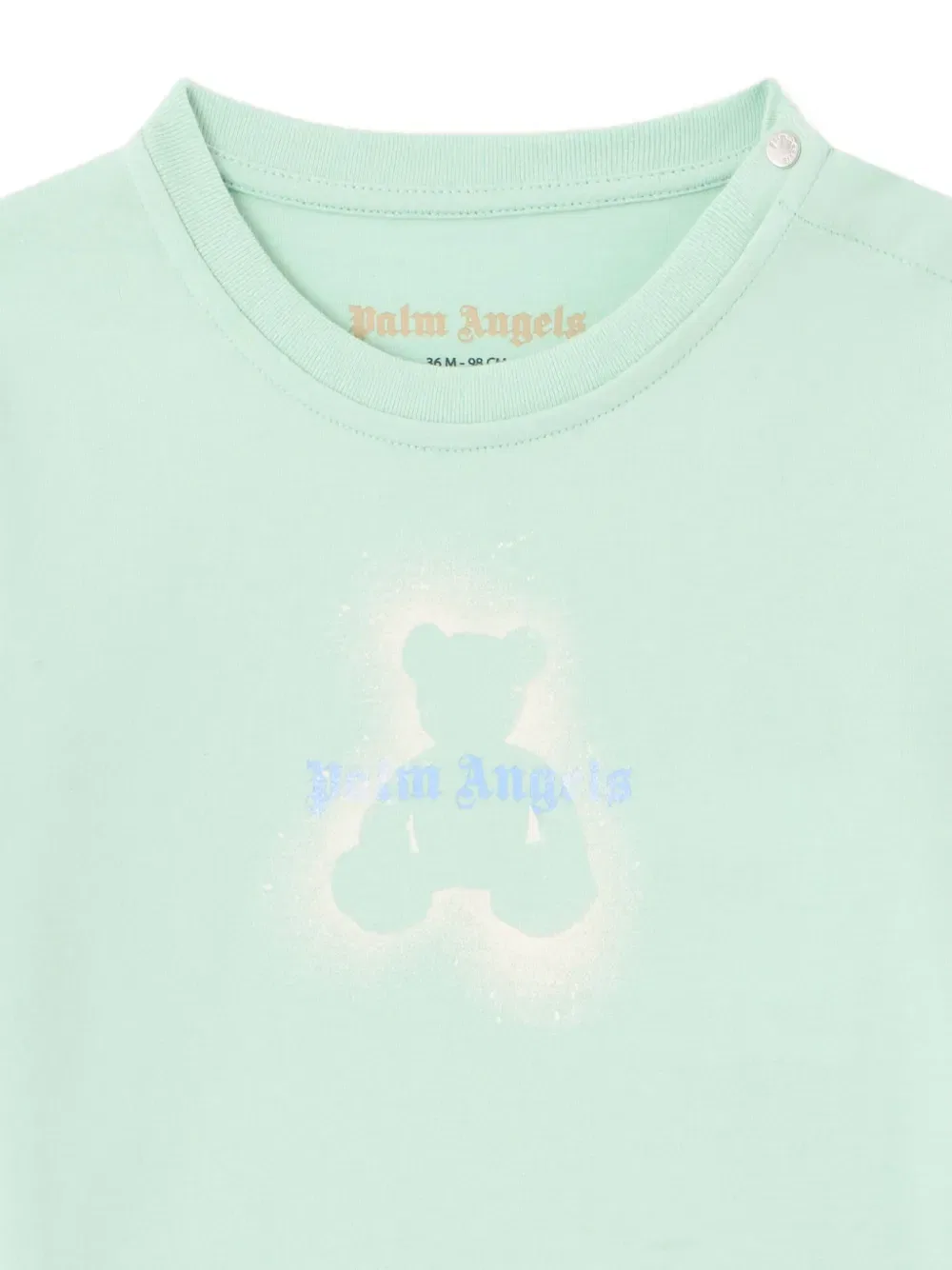 Футболка с эффектом брызг медведя Palm Angels Kids, зеленый — фото 3