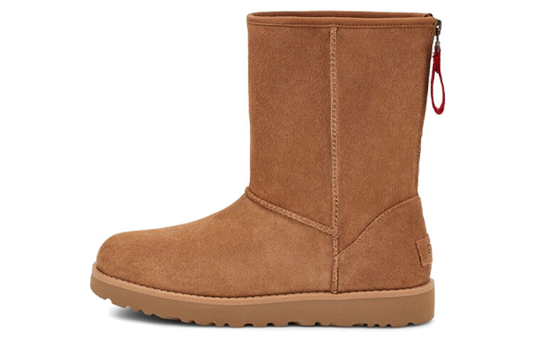 Угги женские UGG W Classic Short Logo Zip, коричневый