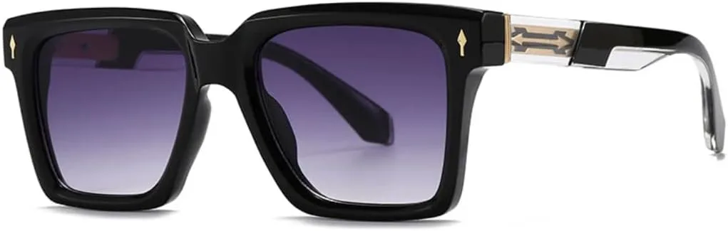 

Винтажные солнцезащитные очки с заклепками для мужчин, защита от УФ-излучения UV400, модные градиентные очки для женщин, роскошные очки VFDHN, Black Gray Gradient