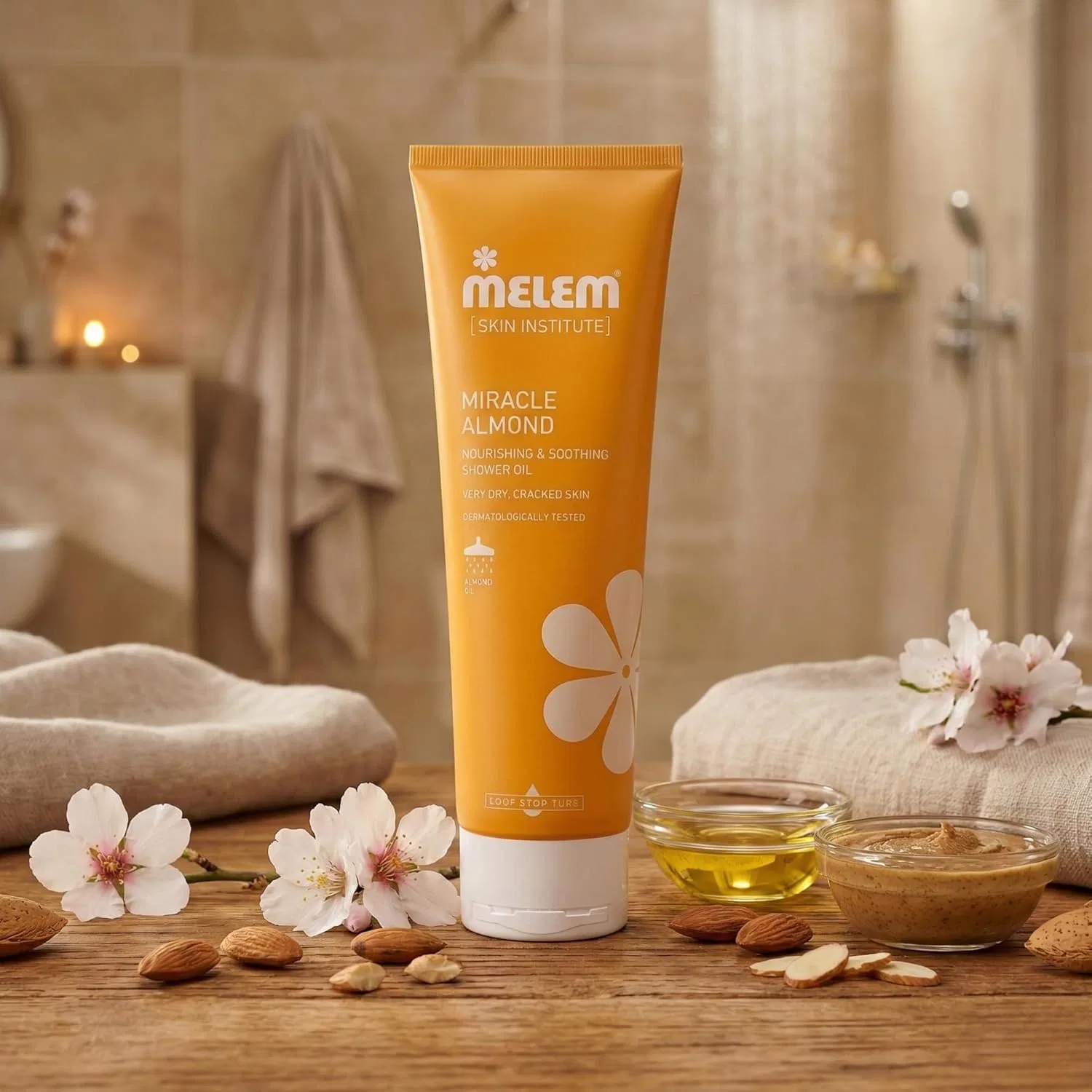 Питательное масло для душа с миндалем Melem Nourishing Almond Melem Skin And Lip Balm — фото 3