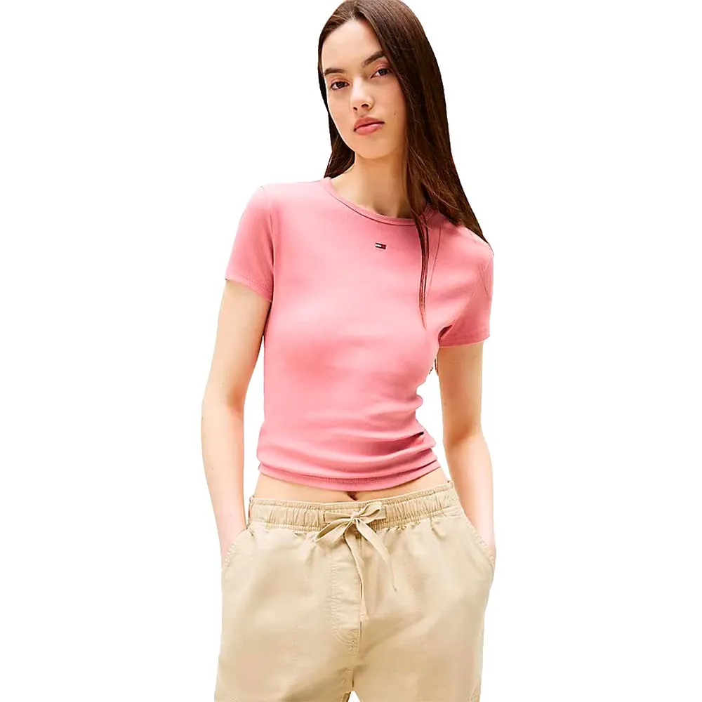 

Футболка с коротким рукавом Tommy Jeans Slim Essential Ext, розовый