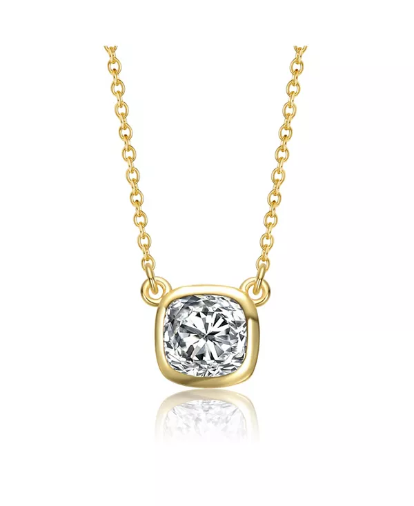 

Ожерелье из стерлингового серебра 14 карат с позолотой и безелем, украшенное кубическим цирконием Genevive, gold