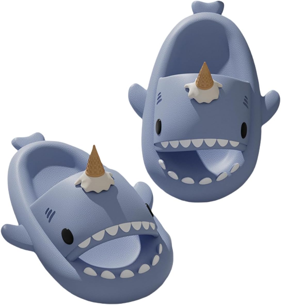 

Шлепанцы с мороженым и акулой, противоскользящие домашние тапочки и пляжная обувь, милые мультяшные шлепанцы с облачной акулой для женщин и мужчин Generic, синий