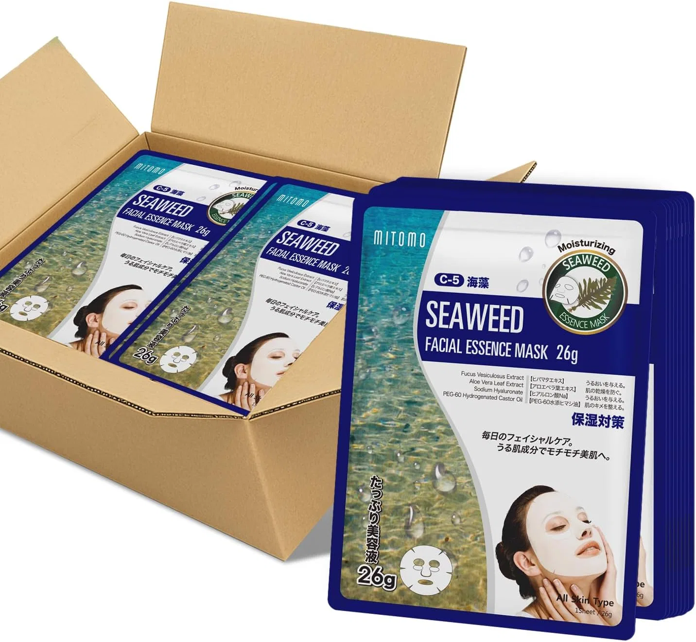 Тканевая маска Mitomo Skincare — Тканевая Натуральная с морскими водорослями, 7800 г