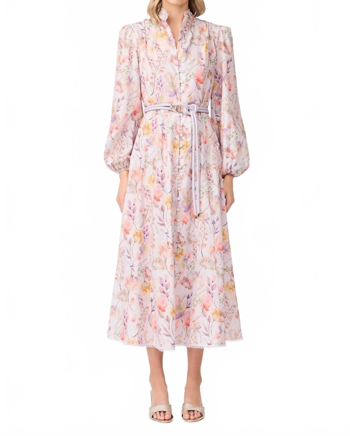 

Платье-рубашка миди в фиолетовый цветочек ELLIATT