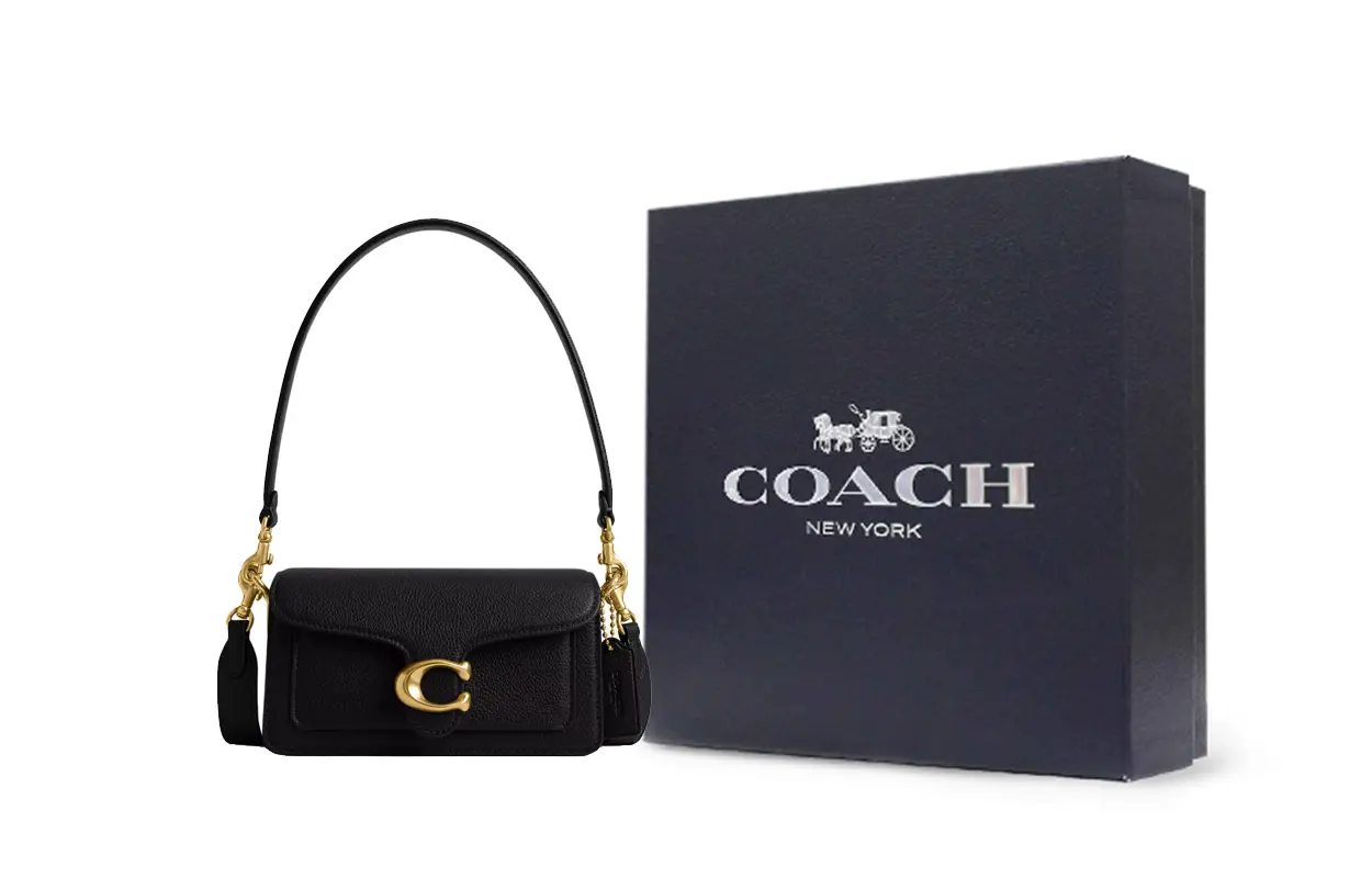 

COACH Сумка через плечо из полированной кожи галька малая женская черная