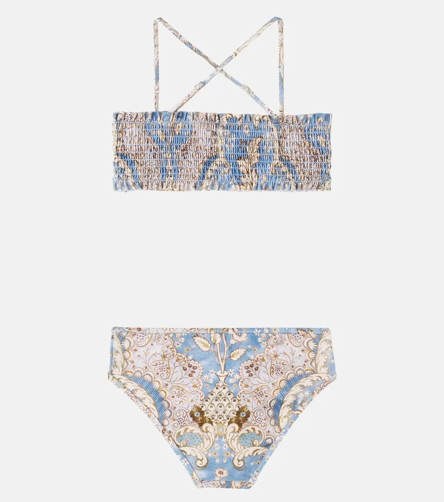 Бикини с принтом и сборками Zimmermann Kids, мультиколор — фото 2