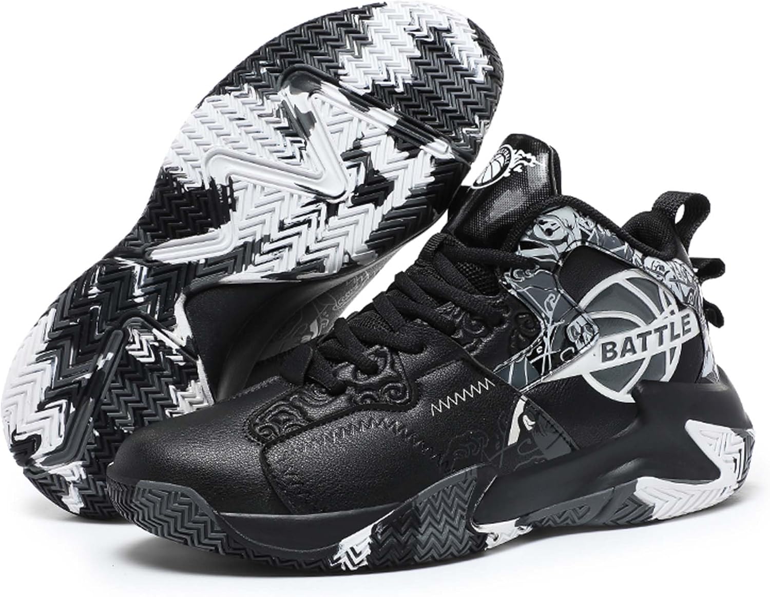 

Мужские баскетбольные кроссовки на шнуровке с резиновой подошвой, высокоэластичные беговые кроссовки, повседневные и модные кроссовки, нескользящие и износоустойчивые, для походов на улице, удобные и дышащие спортивные кроссовки Dzbajrqm, черный