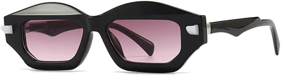 

Солнцезащитные очки Polygon 2027 для женщин, градиентные оттенки, защита от УФ-излучения UV400, модные солнцезащитные очки с заклепками MTZJH, Black Purple Pink