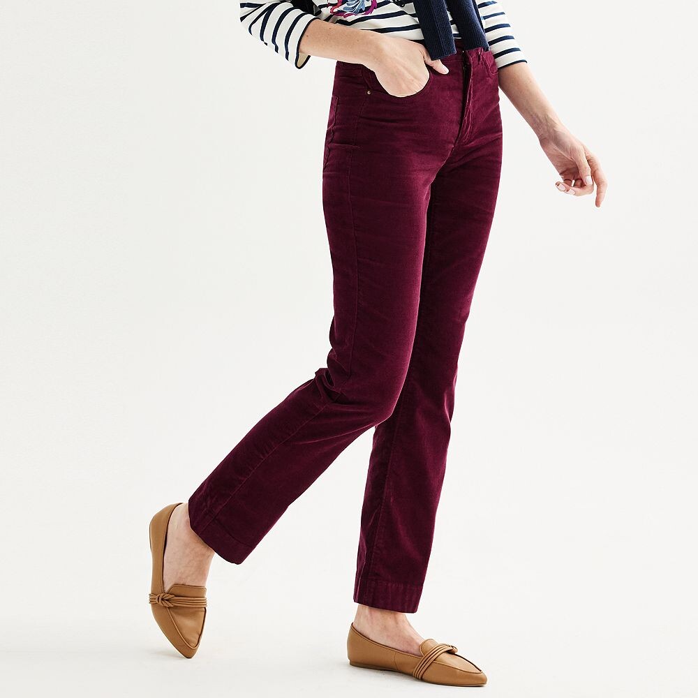 

Женские вельветовые брюки Croft & Barrow Bootcut, цвет Vibrant Berry