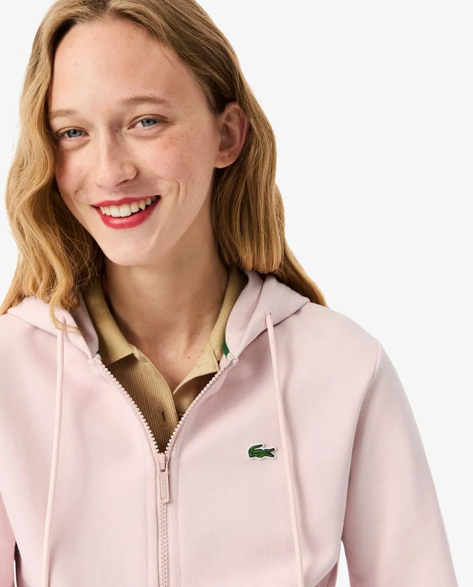 Толстовка женская Lacoste, розовый, капюшон на молнии — фото 4