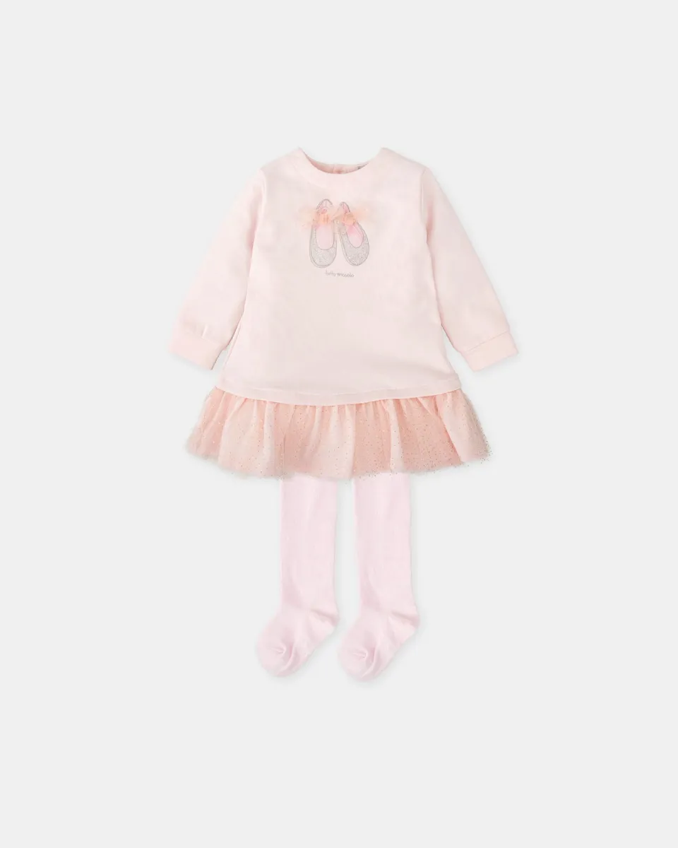 

Набор для малыша: розовое платье, балетные туфли и колготки Tutto Piccolo