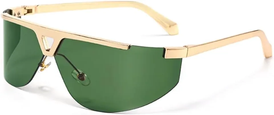 

Встроенные солнцезащитные очки для активного отдыха, модный тренд, безрамочные очки с металлическим зеркалом для вождения, премиум-класса TVTBBVV, Gold Green