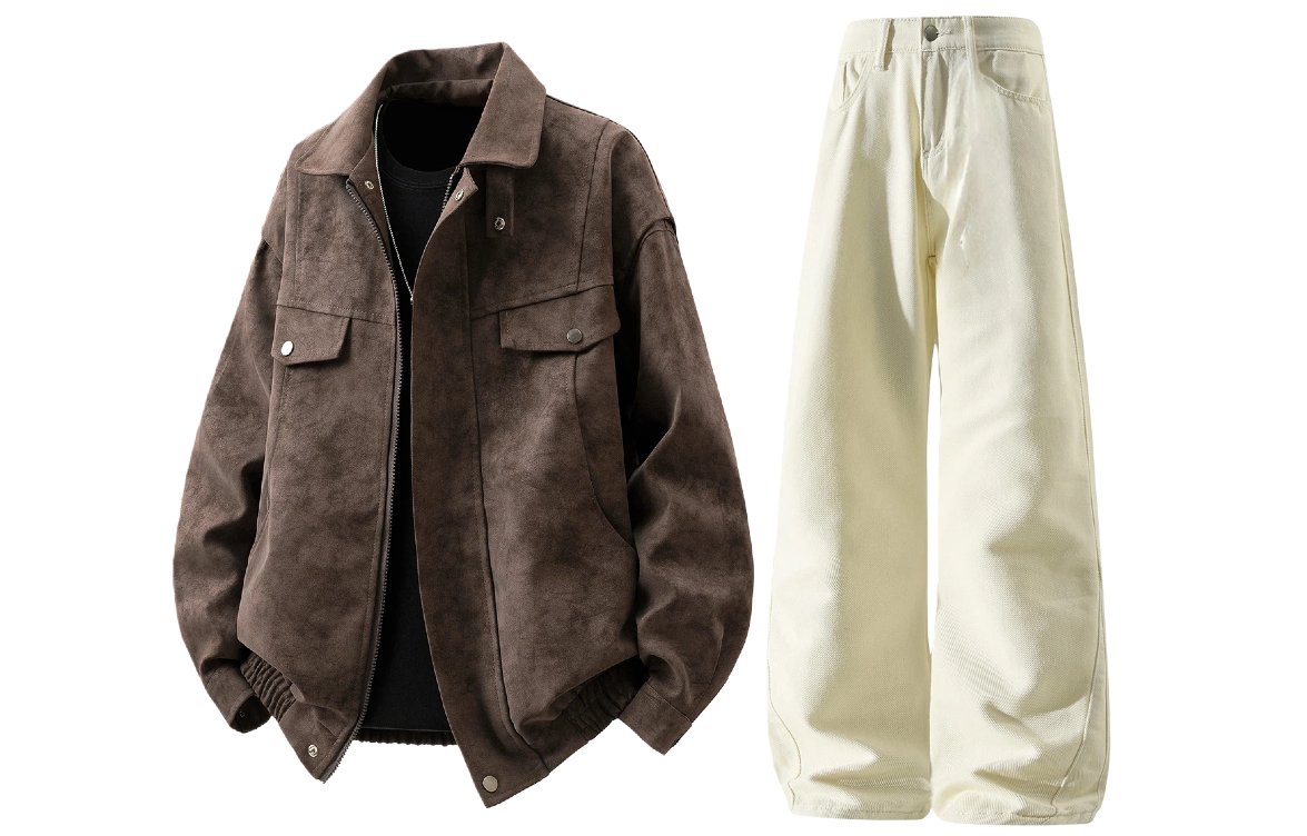 

Повседневная спортивная одежда Unisex с воротником стойкой умеренная X1617, coffee jacket+оранжевый pants